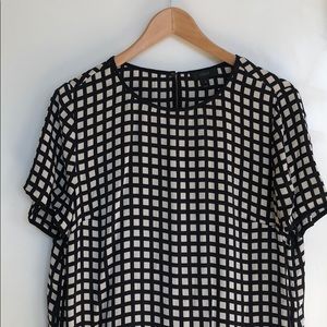Silk J. crew blouse, black and white